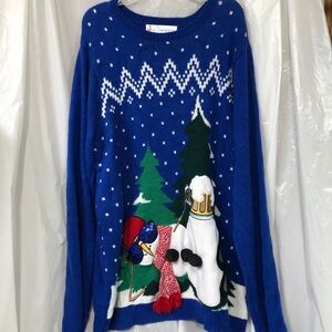 Jolly Sweaters Blue Snowman Christmas Sweater